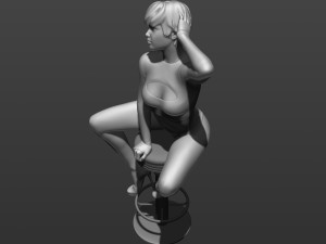 a girl sitting on a bar stool 3d print model 3D प्रिंट मॉडल