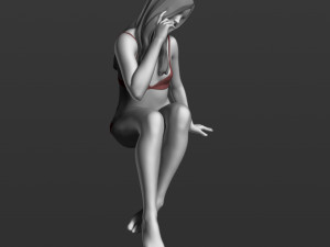 sitting girl part 2 3d print model Model Cetak 3D