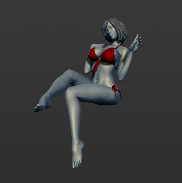 the woman in a bikini sits 3d print model 3D Print Model .c4d .max .obj .3ds .fbx .stl .blend