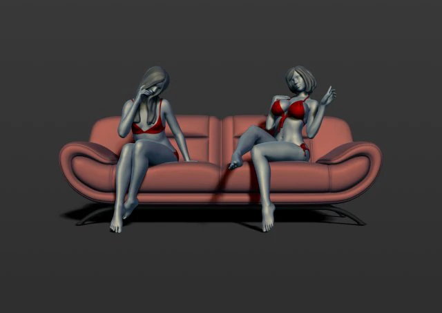 2 girls on the couch 3d print model 3D Print Model .c4d .max .obj .3ds .fbx .stl .blend 
