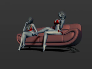 2 girls on the couch 3d print model 3D Print Model
