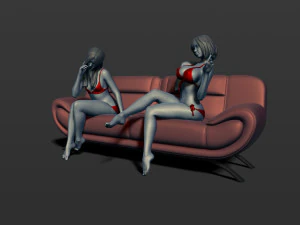 2 girls on the couch 3d print model 3D Print Model
