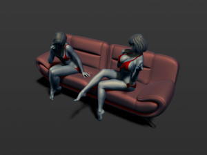 2 girls on the couch 3d print model 3Dプリントモデル