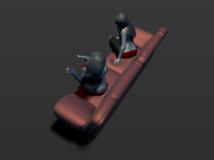 2 girls on the couch 3d print model 3Dプリントモデル