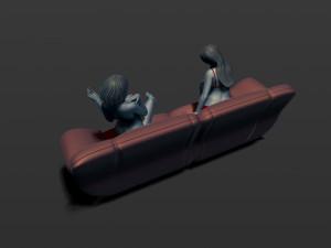2 girls on the couch 3d print model 3Dプリントモデル