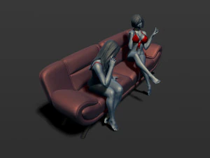 2 girls on the couch 3d print model 3D Print Model