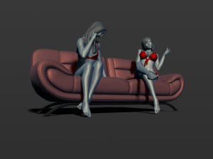 2 girls on the couch 3d print model 3D Print Model