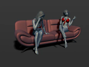 2 girls on the couch 3d print model 3D Print Model