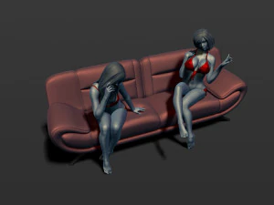 2 girls on the couch 3d print model 3D Print Model