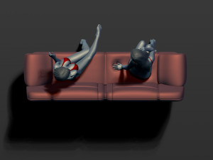 2 girls on the couch 3d print model 3Dプリントモデル