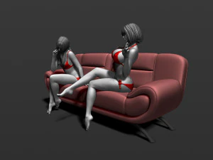 2 girls on the couch 3d print model 3D Print Model