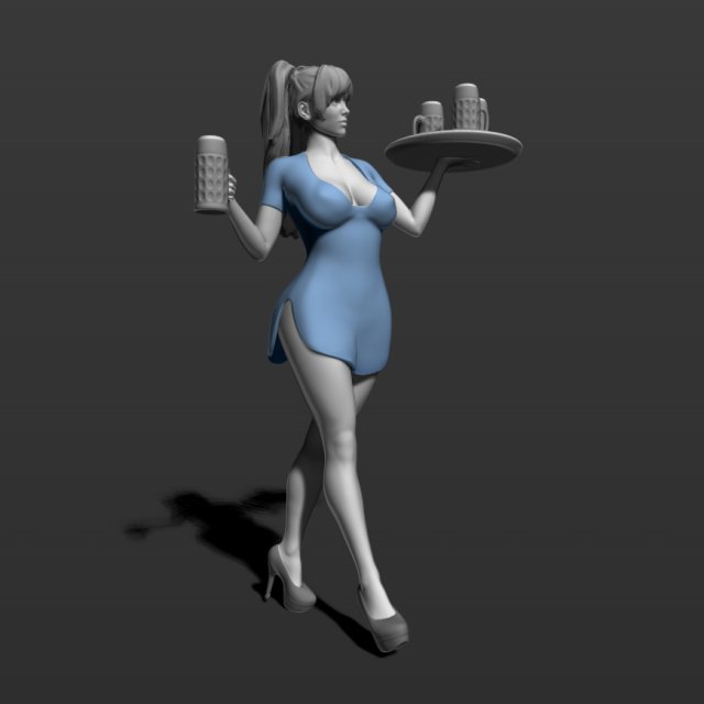 pretty girl with beer 3d print model Modelo de Impressão 3D .c4d .max .obj .3ds .fbx .stl .blend 