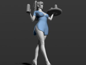 pretty girl with beer 3d print model Modelo de Impressão 3D
