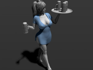 pretty girl with beer 3d print model Modelo de Impressão 3D