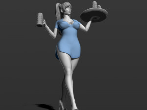 pretty girl with beer 3d print model Modelo de Impressão 3D