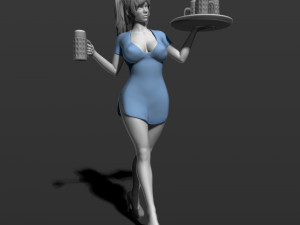 pretty girl with beer 3d print model Modelo de Impressão 3D