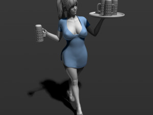 pretty girl with beer 3d print model Modelo de Impressão 3D