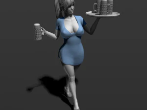 pretty girl with beer 3d print model 3D Print Model