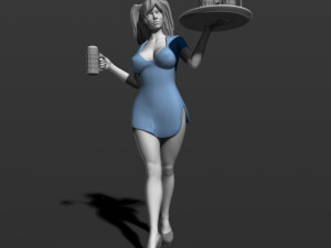 pretty girl with beer 3d print model Modelo de Impressão 3D