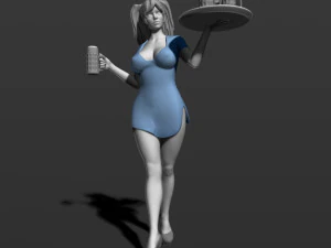 pretty girl with beer 3d print model 3D Print Model
