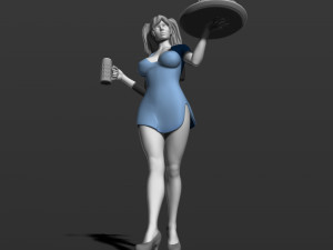 pretty girl with beer 3d print model Modelo de Impressão 3D