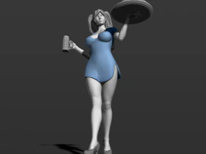 pretty girl with beer 3d print model 3D Print Model