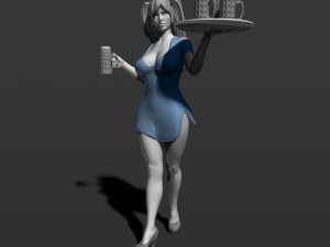 pretty girl with beer 3d print model Modelo de Impressão 3D