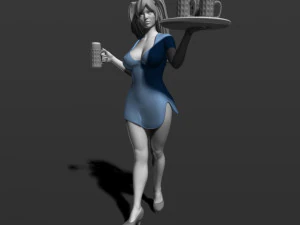 pretty girl with beer 3d print model 3D Print Model