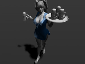 pretty girl with beer 3d print model Modelo de Impressão 3D