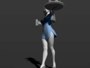 pretty girl with beer 3d print model Modelo de Impressão 3D