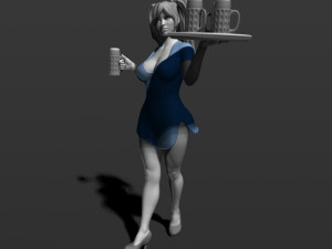 pretty girl with beer 3d print model Modelo de Impressão 3D