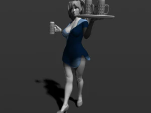 pretty girl with beer 3d print model 3D Print Model