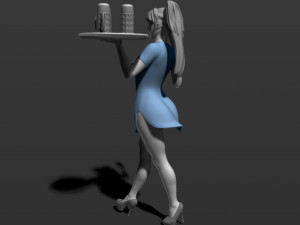 pretty girl with beer 3d print model Modelo de Impressão 3D