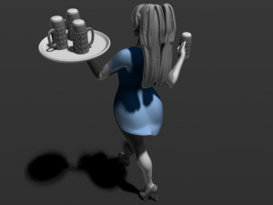 pretty girl with beer 3d print model Modelo de Impressão 3D