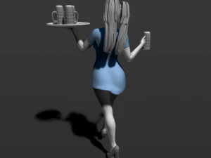 pretty girl with beer 3d print model 3D Print Model