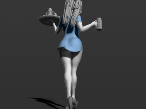 pretty girl with beer 3d print model Modelo de Impressão 3D