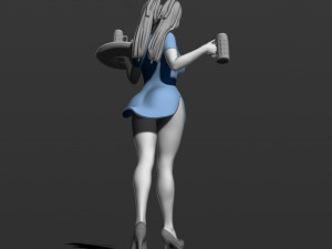 pretty girl with beer 3d print model Modelo de Impressão 3D
