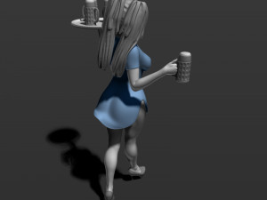pretty girl with beer 3d print model Modelo de Impressão 3D