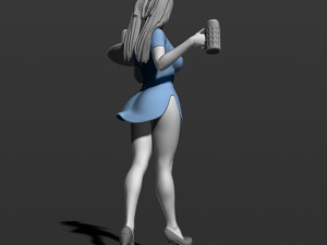 pretty girl with beer 3d print model Modelo de Impressão 3D