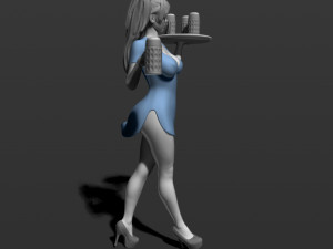 pretty girl with beer 3d print model Modelo de Impressão 3D