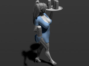 pretty girl with beer 3d print model Modelo de Impressão 3D