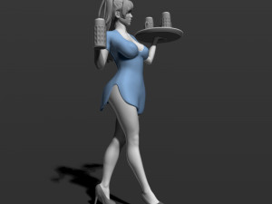 pretty girl with beer 3d print model Modelo de Impressão 3D