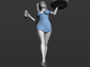 pretty girl with beer 3d print model Modelo de Impressão 3D