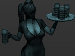 pretty girl with beer 3d print model Modelo de Impressão 3D