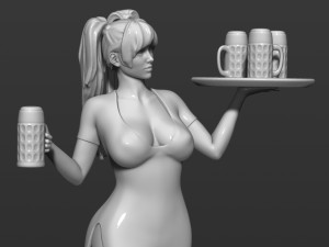 pretty girl with beer 3d print model Modelo de Impressão 3D