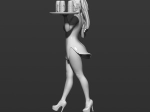 pretty girl with beer 3d print model Modelo de Impressão 3D