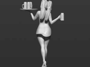 pretty girl with beer 3d print model Modelo de Impressão 3D