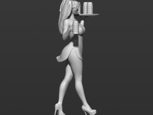 pretty girl with beer 3d print model Modelo de Impressão 3D