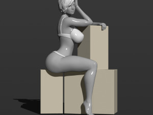 pretty girl sits on boxes 3d print model Modèles 3D en vedette