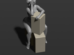 pretty girl sits on boxes 3d print model Modèles 3D en vedette